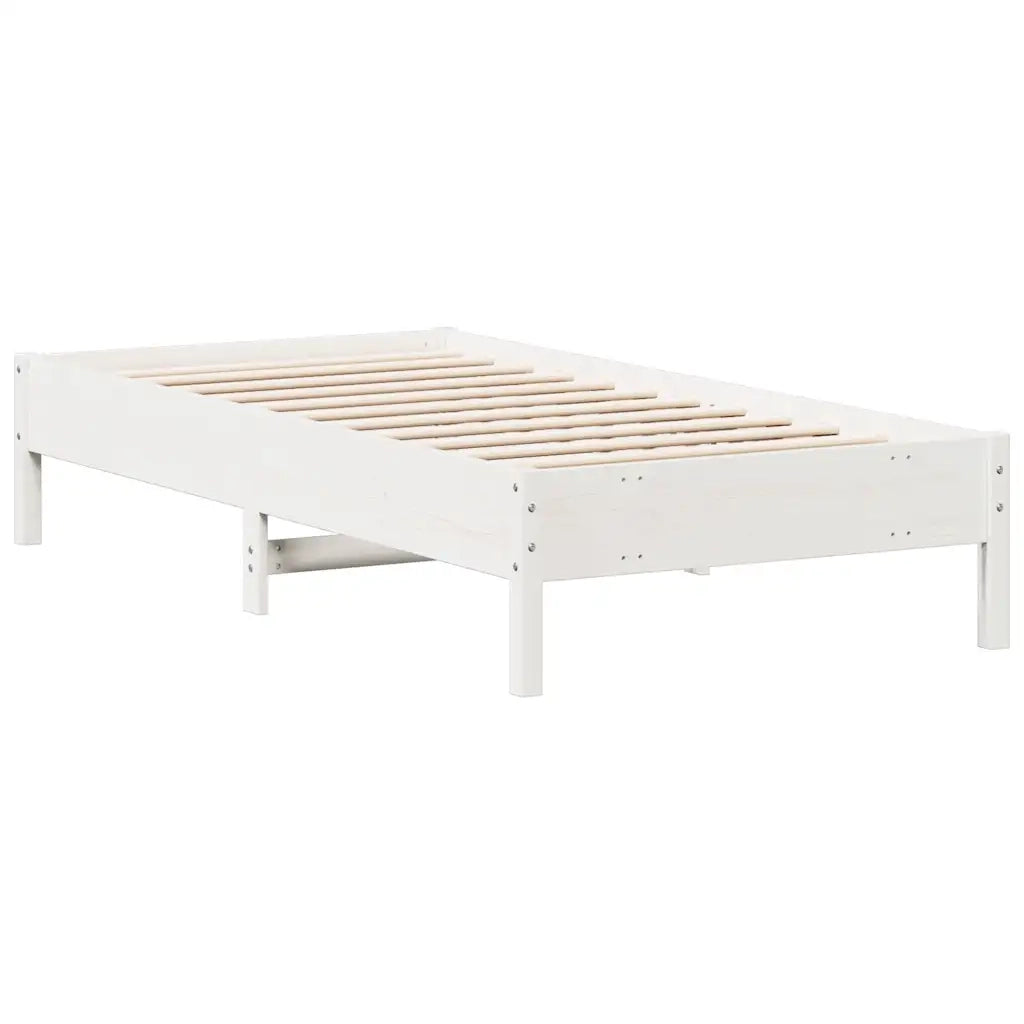 Letto senza Materasso Bianco 75x190 in Legno Massello di Pino 842731