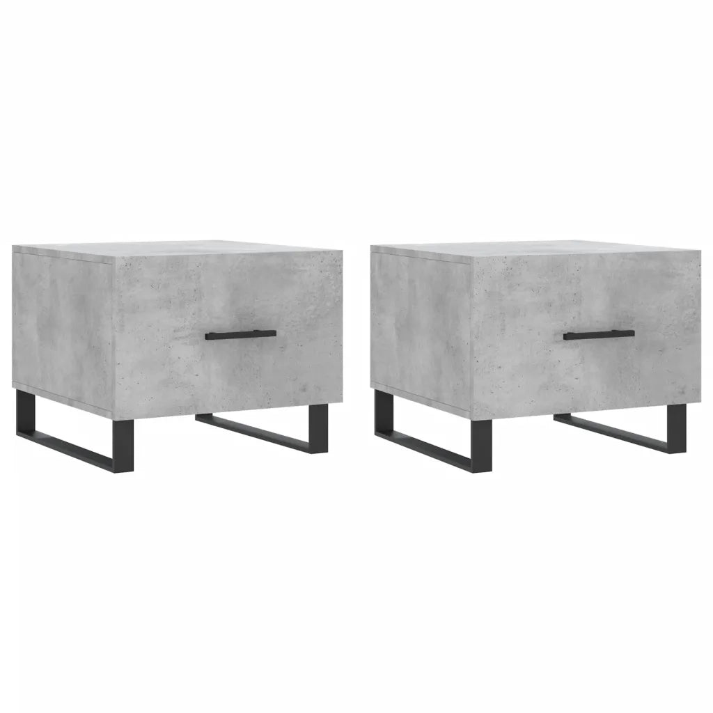 2 pz Tavolini salotto | Tavolino da caff¨¨ | Tavolino da Soggiorno Grigio Cemento 50x50x40 Legno Multistrato