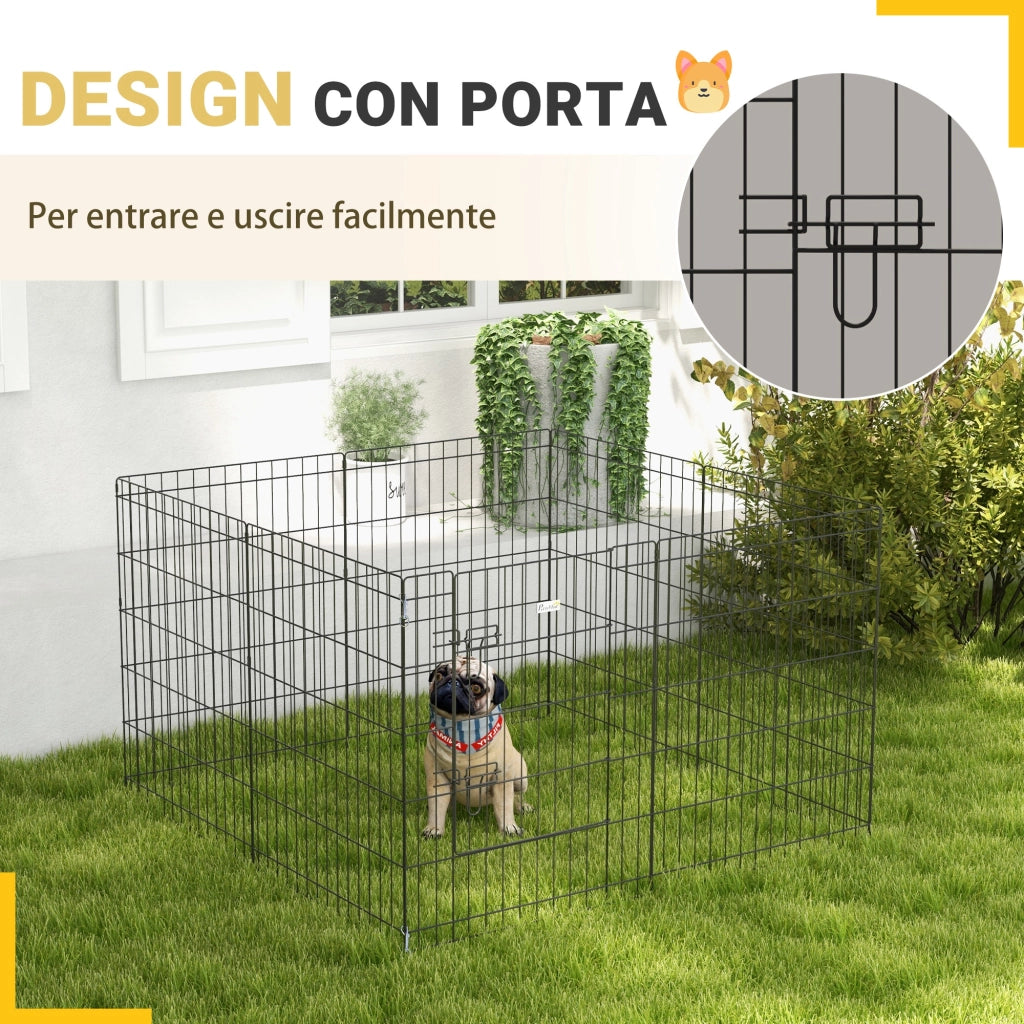 Recinto per Cani ¨C zephmum ¨C 8 Pezzi Filo di Ferro 76x61cm Nero