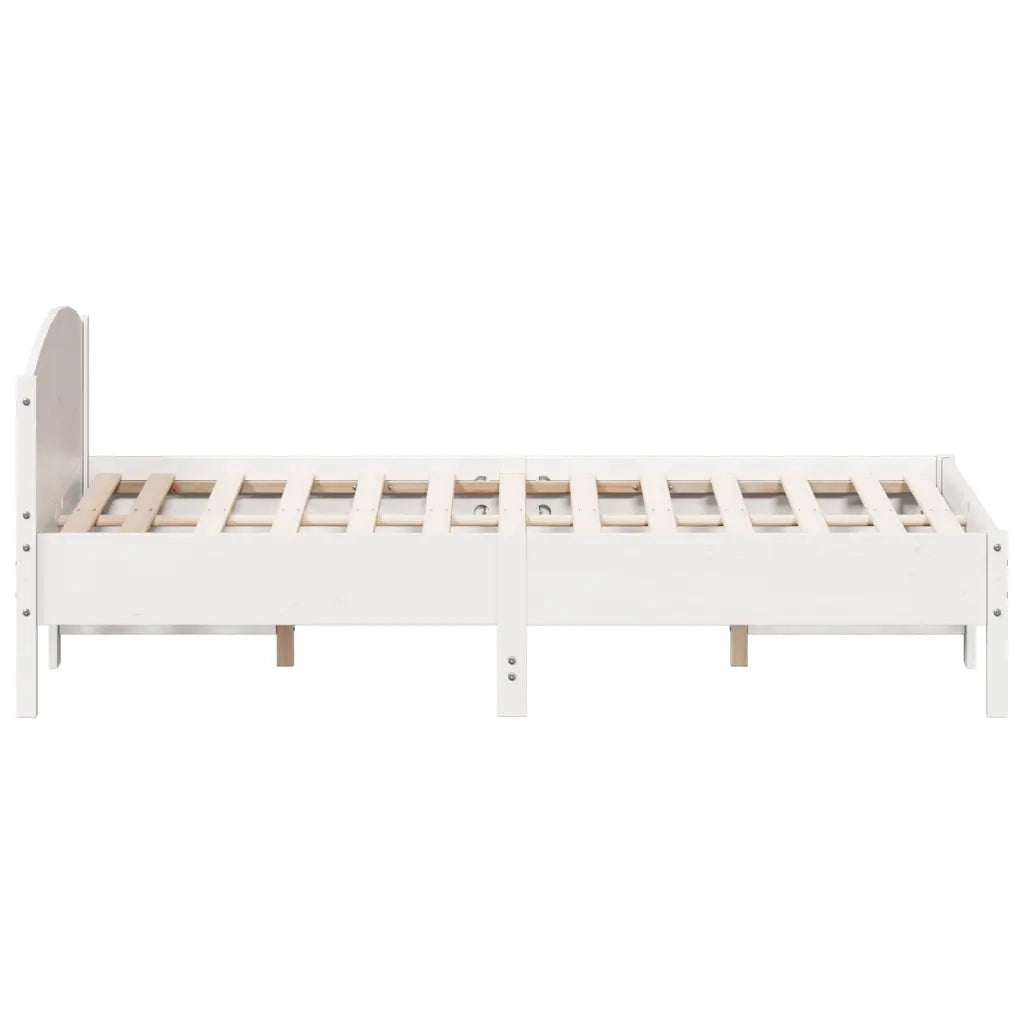 Letto senza Materasso-Struttura Letto Bianco 135x190 cm Legno Massello di Pino 652398