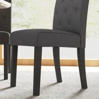 Set di 2 Sedie per Sala da Pranzo e Cucina con Gambe in Legno, Rivestimento in Lino, 47 x 61 x 101 cm, Grigio Scuro