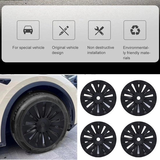 Set di Protezione Doppio per Model Y 2020 2023 - 19 pollici - Nero Lucido.