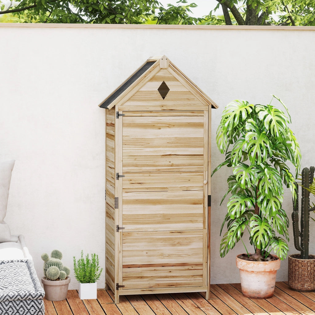 Capanno da giardino con 4 ripiani ¨C zephmum ¨C legno, tetto in asfalto, marrone chiaro, 80x49x170 cm