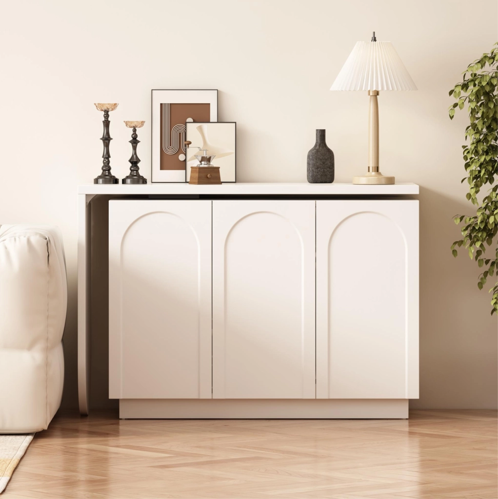 Scrivania girevole 110x40x75 cm multifunzione in MDF bianco