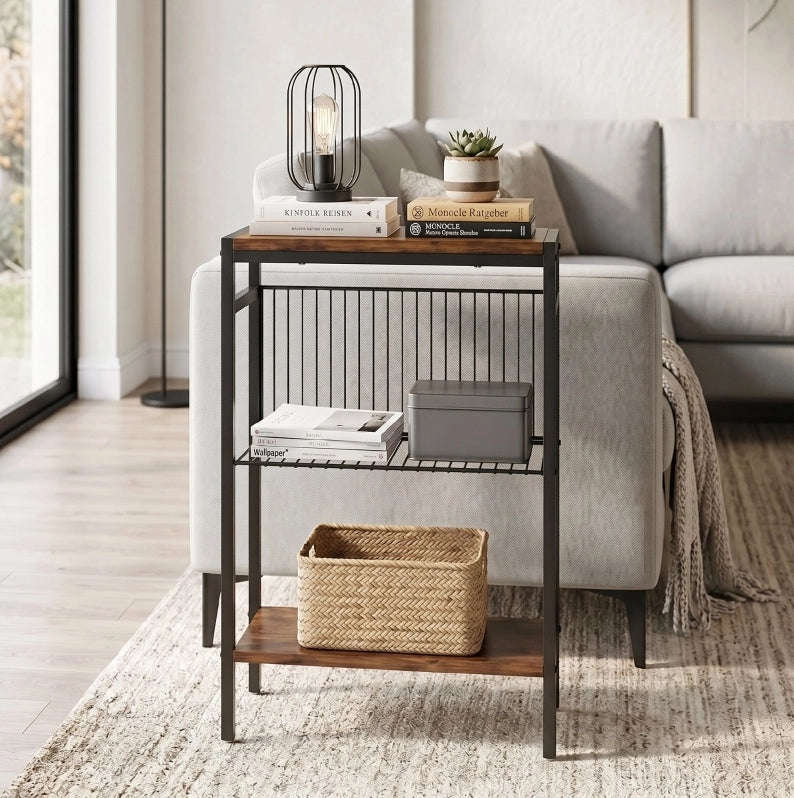 Tavolino con 3 ripiani 43 x 18 x 62;5 cm marrone rustico