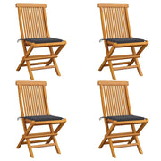 Sedie da Giardino con Cuscini Antracite 4 pz Massello di Teak cod mxl 48125