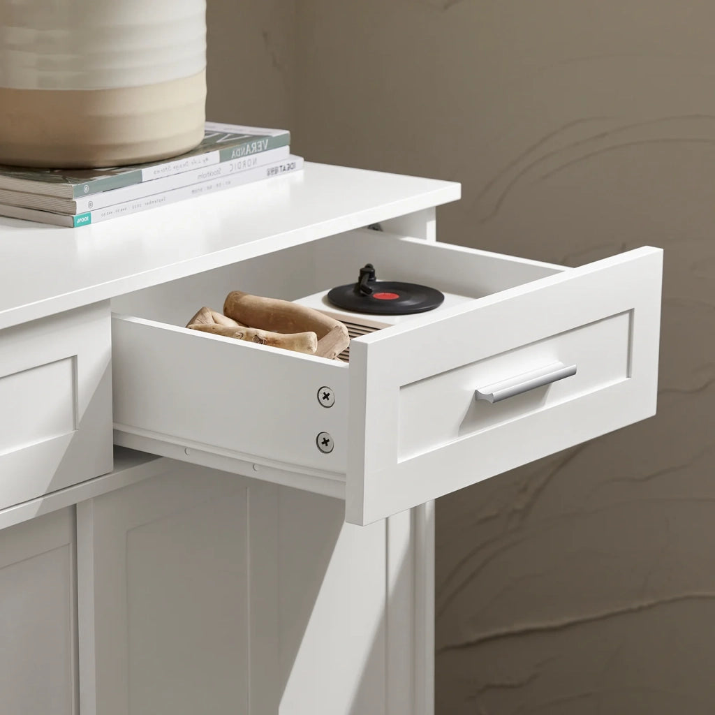 Credenza Con Ante Scorrevoli, Mobile Da Cucina, Armadio Da Soggiorno, Buffet Bianco 80x40x85cm FSB84-W SoBuy