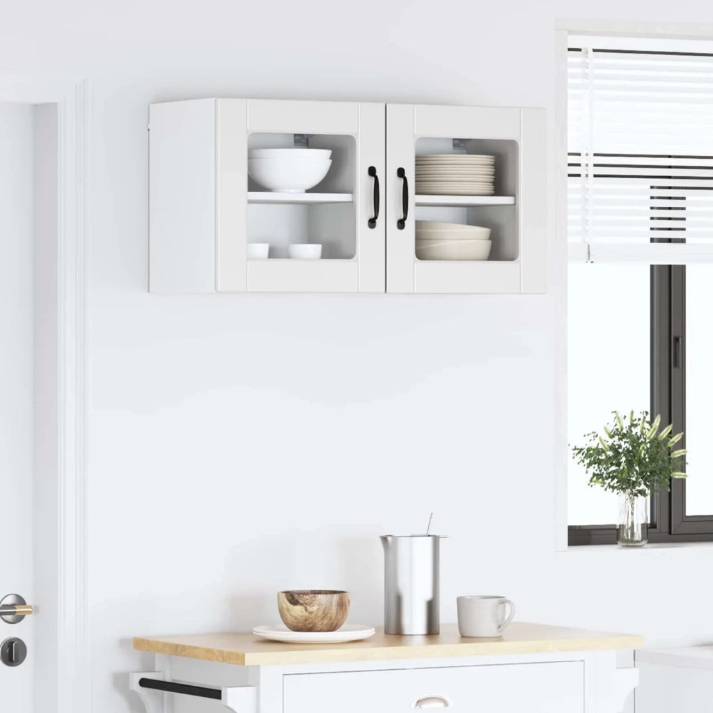 Mobile in vetro da parete PORTO 2 pcs Bianco 40 x 31 x 40 cm 885186