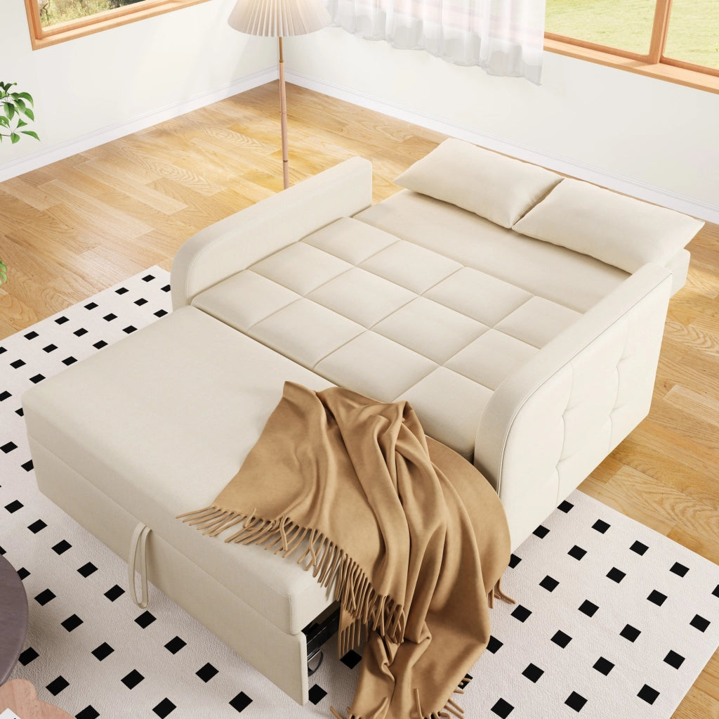 Divano letto pieghevole beige con schienale reclinabile