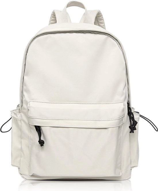 Zaino da Scuola per Donna, Borsa Casual Viaggiabile per Libri, 14 Pollici Laptop, Zaino per Ragazze Adolescenti, Impermeabile, Borsa da Giorno per Scuola, Beige