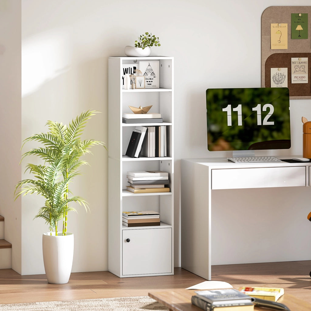 Libreria 6 ripiani con ante e scaffali regolabili ¨C Xylo ¨C Bianco 40x30x156 cm