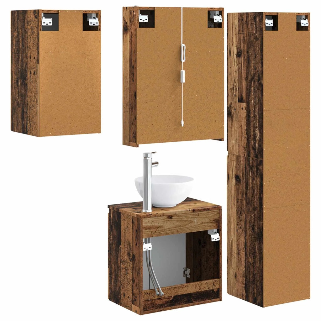 Set di Armadi da Bagno 5 pcs Legno antico 53 x 15,5 x 70 cm 3407309