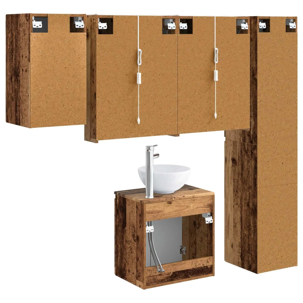 Set di Armadi da Bagno 5 pcs Legno antico 53 x 15,5 x 70 cm 3407309