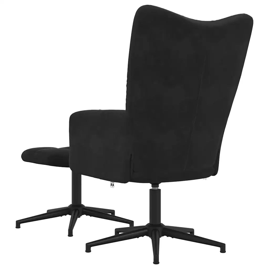 Poltrona Relax | Sedia Relax con Poggiapiedi Nero in Velluto