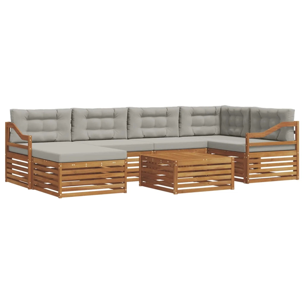 Set di divani da esterno 7 pcs Grigio Naturale e Chiaro