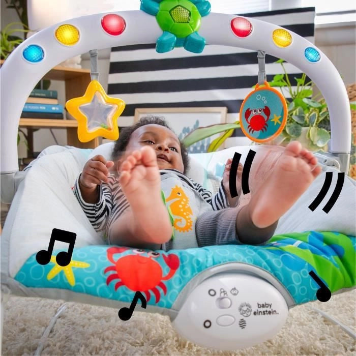 BABY EINSTEIN Sedia a sdraio Neptune - Ocean Explorers, 15 melodie, luci, vibrazioni