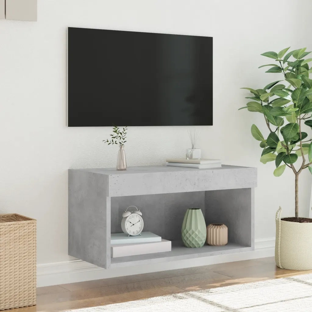 Mobile Porta TV con Luci LED Grigio Cemento 60x30x30 cm 837133