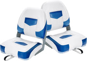 Set di 2 sedie pieghevoli per barche in PVC e PP imbottite, sedia da barca con schienale alto 11 cm, schiuma altamente elastica, portata massima: 110 kg, 50 x 52 x