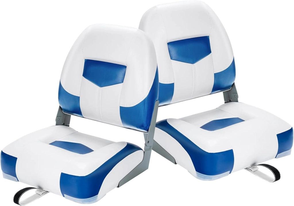 Set di 2 sedie pieghevoli per barche in PVC e PP imbottite, sedia da barca con schienale alto 11 cm, schiuma altamente elastica, portata massima: 110 kg, 50 x 52 x