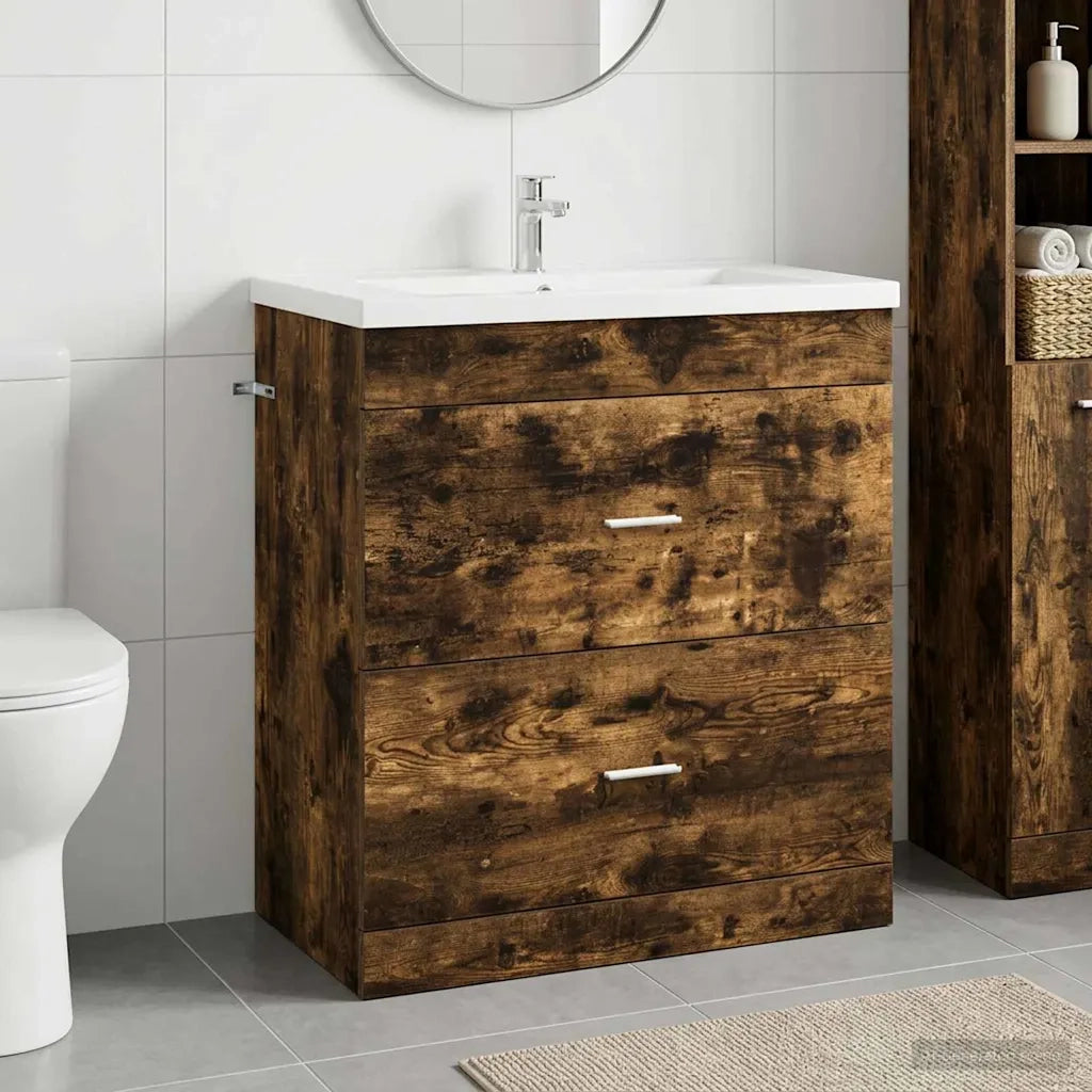 Mobiletto da Bagno Sotto Lavabo Rovere Fumo 78,5 x 37,5 x 81 cm 890716