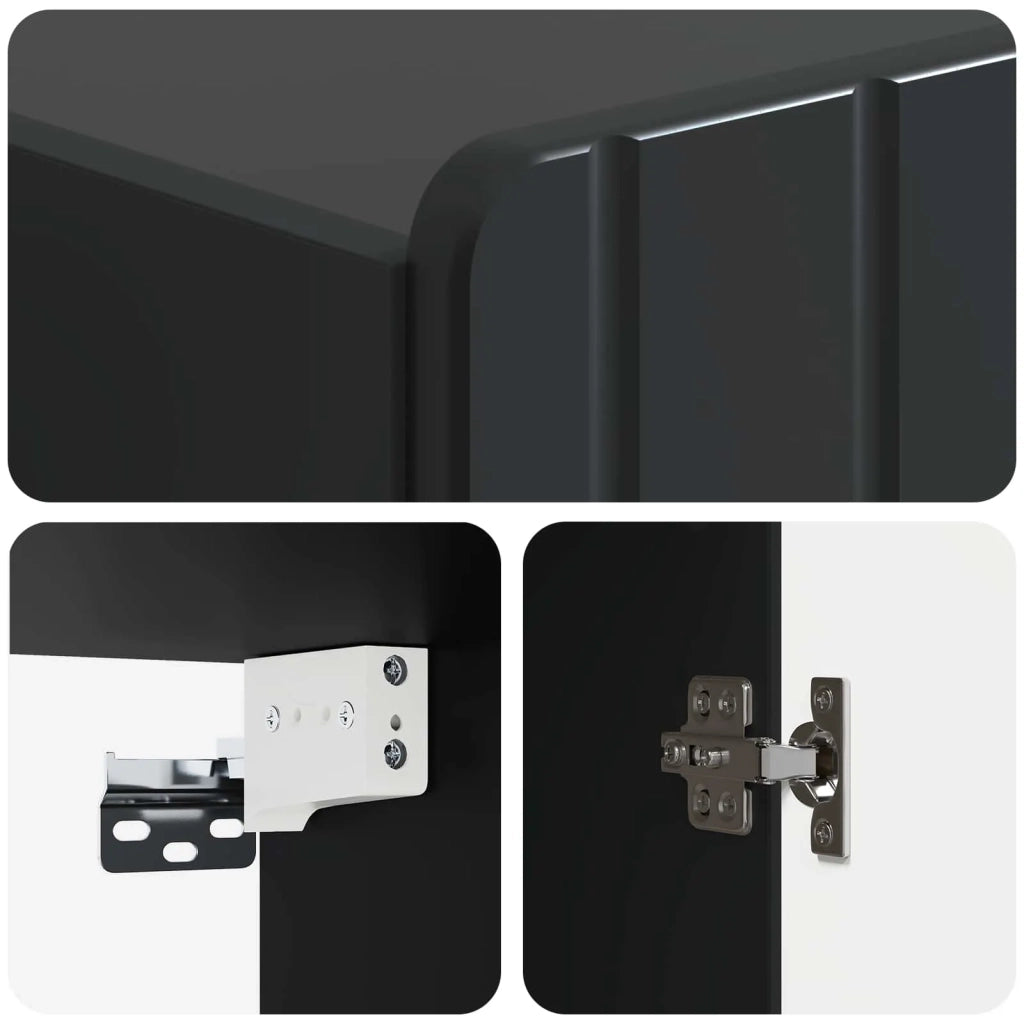 Mobiletto a muro Nero 66 x 34,5 x 92 cm Legno ingegnerizzato 898226