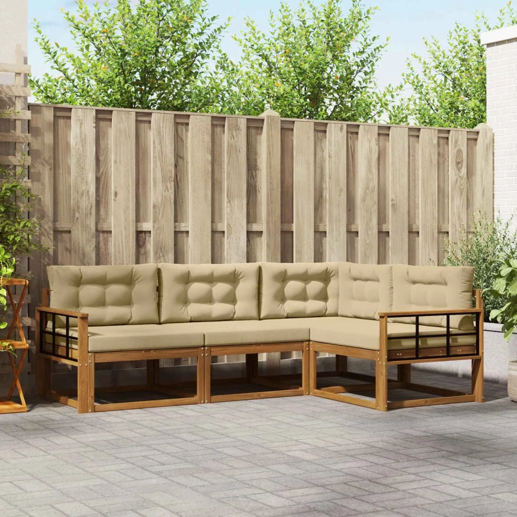 Set di divani da esterno con cuscino 4 pcs Naturale e Beige