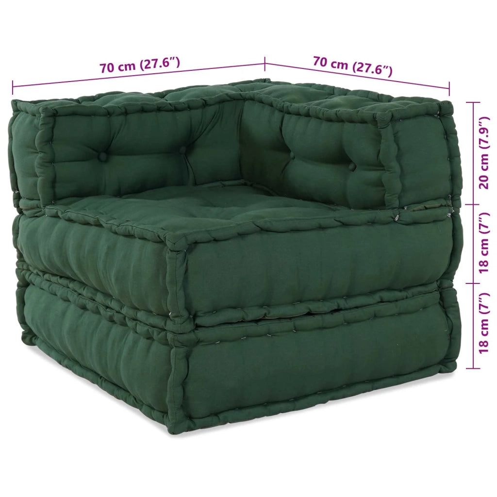 Unità di Divano Modulare 2 pcs Verde 140 x 70 x 56 cm Tessuto