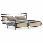 Letto matrimoniale | Letto per adulti | Giroletto senza Materaso in Metallo Rovere Sonoma 193x201 cm