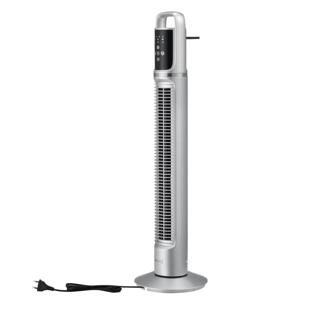 Ventilatore a Torre 82 cm con Telecomando e Timer Modalitá Oscillante Motore da 40W - Argento