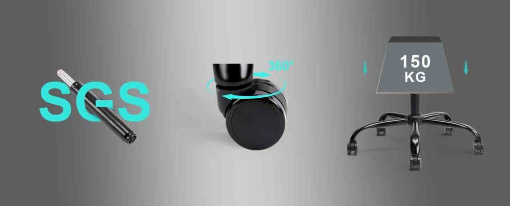 Sedia da ufficio nera ergonomica con supporto lombare regolabile e braccioli 2D