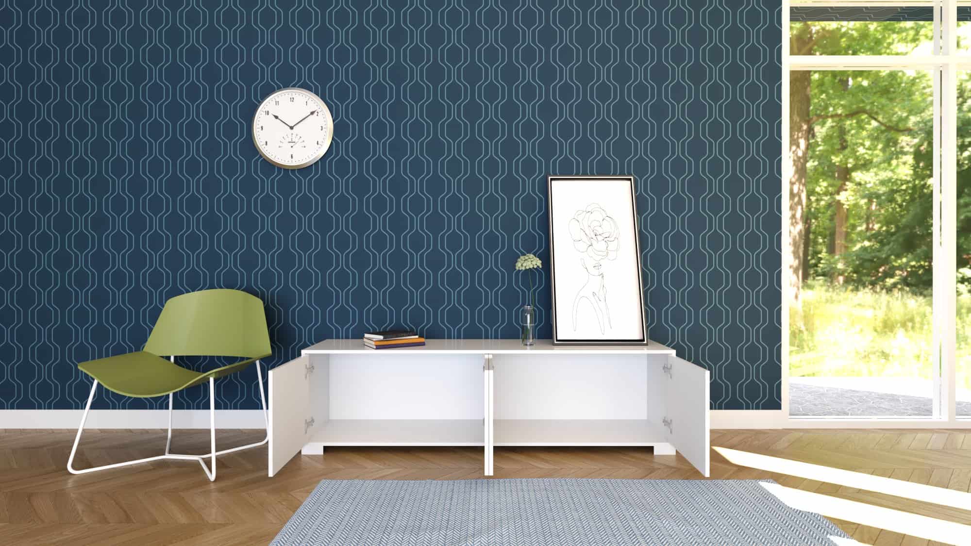 Mobile TV 4 Ante 172x40x48 cm Lumina Bianco Lucido