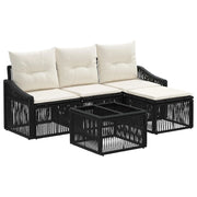 Set Divano da Giardino 5 pcs Nero polyrattan