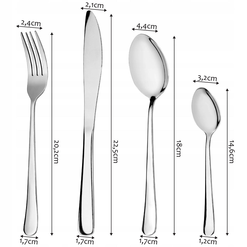 Set di posate KADAX per 6 persone, 24 pezzi, colore argento.