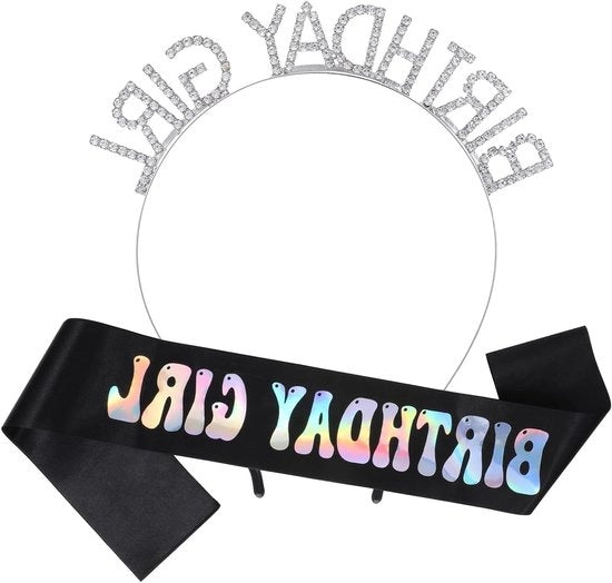 Regalo di compleanno per donna con decorazioni iridescenti - Tiara e collana per compleanno in argento - Accessori per decorazioni di compleanno - Tema festivo