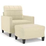 Poltrona | Sedia Relax con Poggiapiedi Crema 60 cm in Similpelle