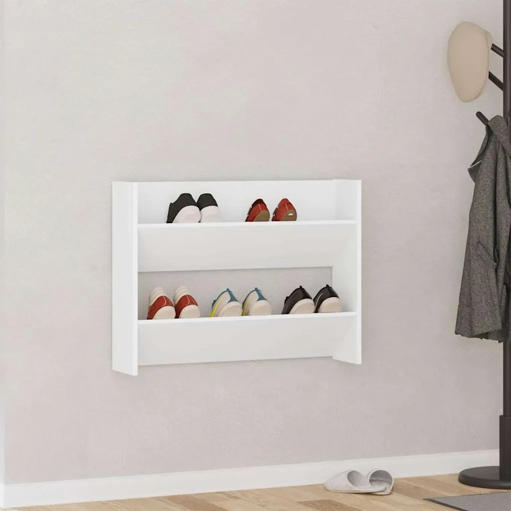 Scarpiera | Mobile per scarpe a Muro Bianca 80x18x60 cm in Legno Multistrato
