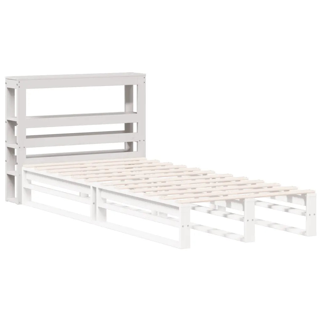 Testiera con Ripiani Bianca 75 cm in Legno Massello di Pino 850900