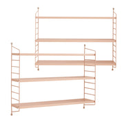 Set di 2 Scaffali da Parete Strängnäs a 3 Ripiani Regolabili  50 x 60 x 15 cm Acciaio Beige Pesca [en.casa]