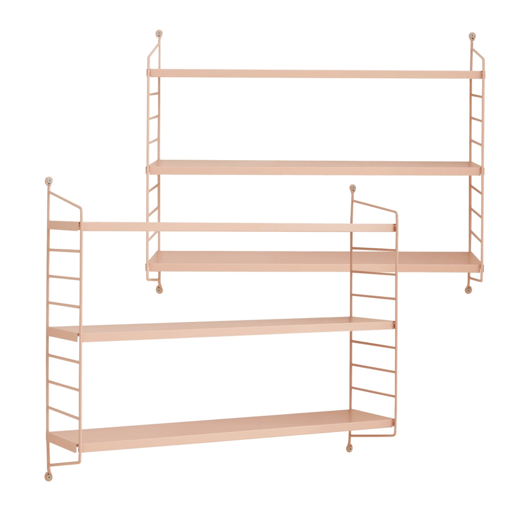 Set di 2 Scaffali da Parete Strängnäs a 3 Ripiani Regolabili  50 x 60 x 15 cm Acciaio Beige Pesca [en.casa]