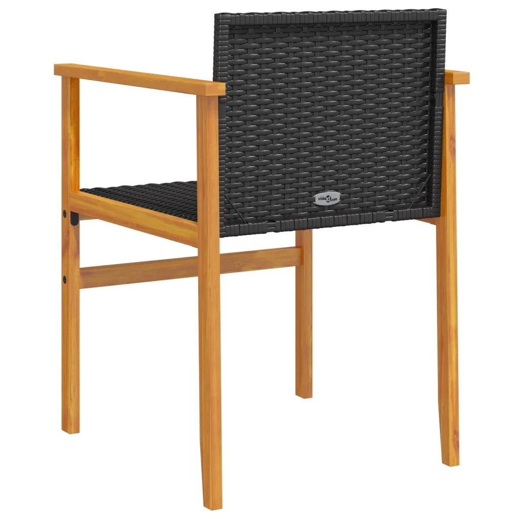 Sedie da Giardino 2 pz Nere in Polyrattan e Legno Massello 368708