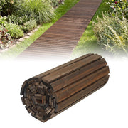 Sentiero da Giardino in Legno, Passerella Decorativa da Esterno, Superficie Antiscivolo, Collegamento con Fili Metallici, Sentiero Arrotolabile per Cortile e Spiaggia, 367 x 55 cm (Marrone)