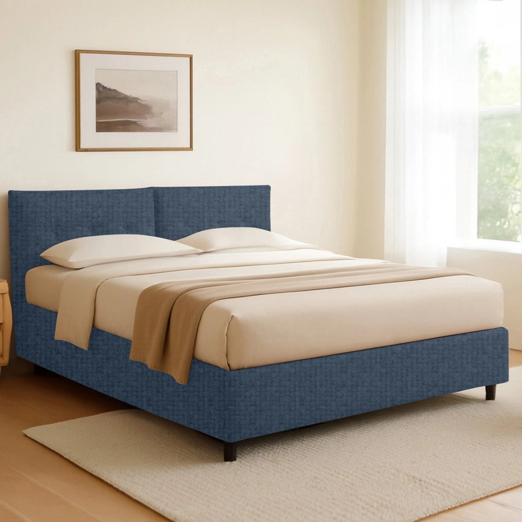 Exeter, Letto Singolo Sfoderabile Made in Italy, blu