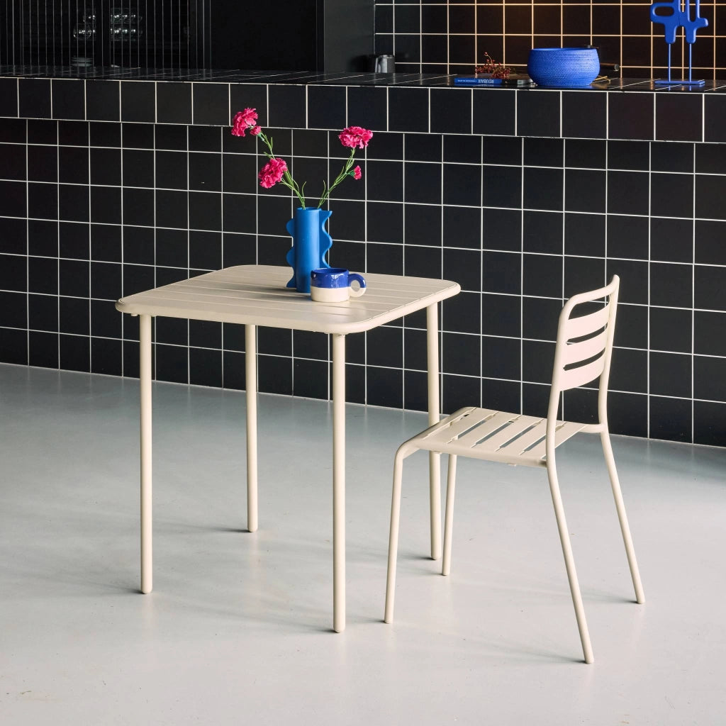 Tavolo da giardino in metallo 2 posti, 70cm, beige