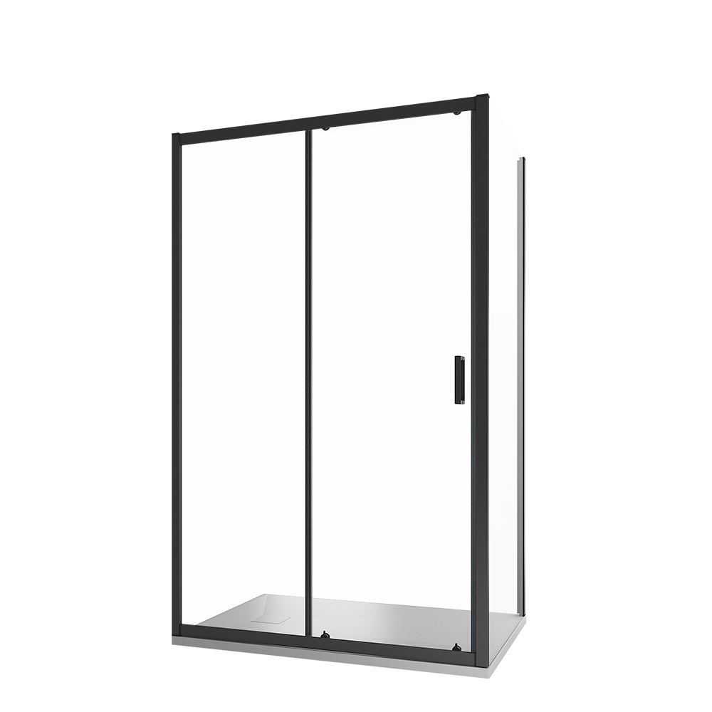 Box doccia 100x80 cm scorrevole vetro 6mm trasparente profili nero opaco h185 | Tonga
