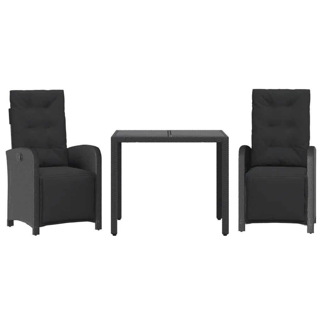 Set da BistrÃ² 3 pz con Cuscini Nero in Polyrattancod mxl 89563