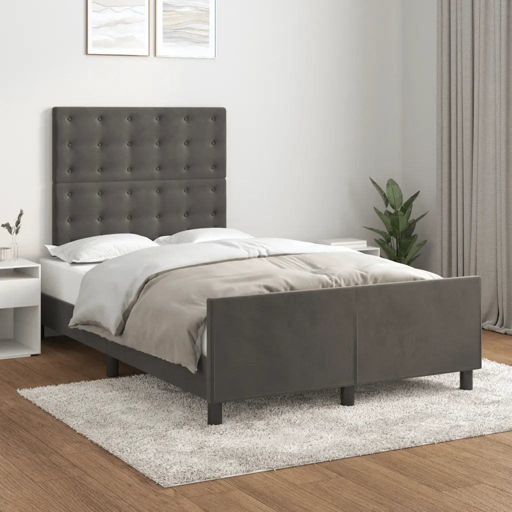 Giroletto senza Materasso Grigio Scuro 120x190 cm Velluto
