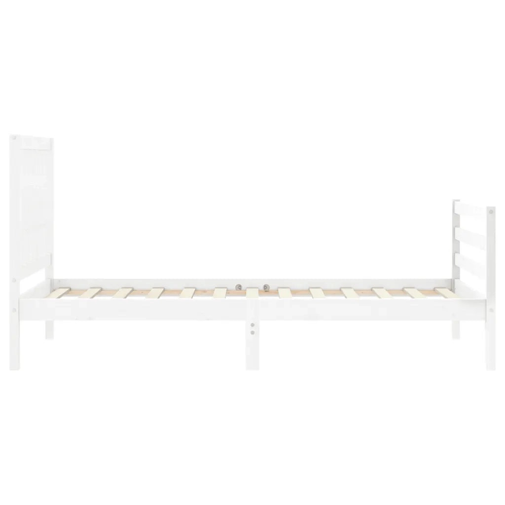 Giroletto con Testiera-Struttura Letto con testiera Bianco 90x200 cm in Legno Massello 874124