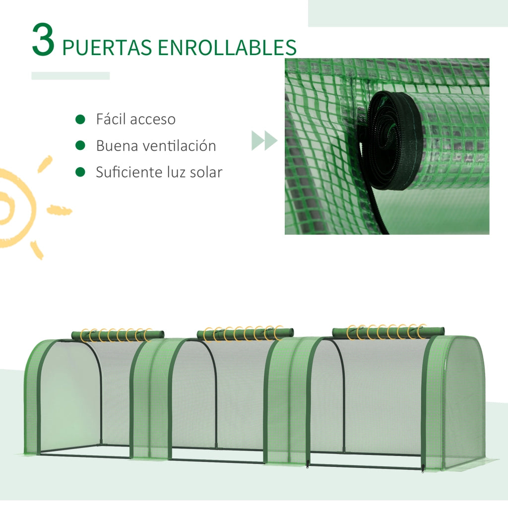 Serra da giardino a tunnel ¨C Minimal ¨C Verde, acciaio e plastica, 295x100x80 cm