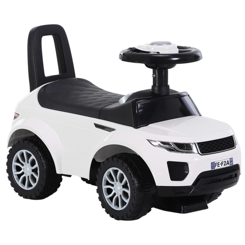 EasyComfort Macchina Cavalcabile Giocattolo per Bambini 12-36 Mesi, Macchina a Spinta con Vano Contenitore e Schienale, Bianca