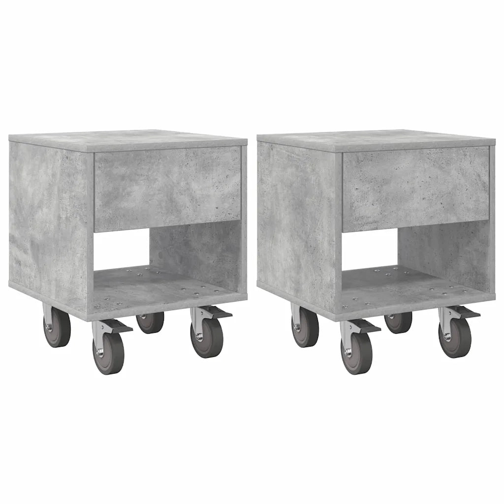 Comodino 2 pcs Grigio cemento 40,5 x 40 x 48 cm